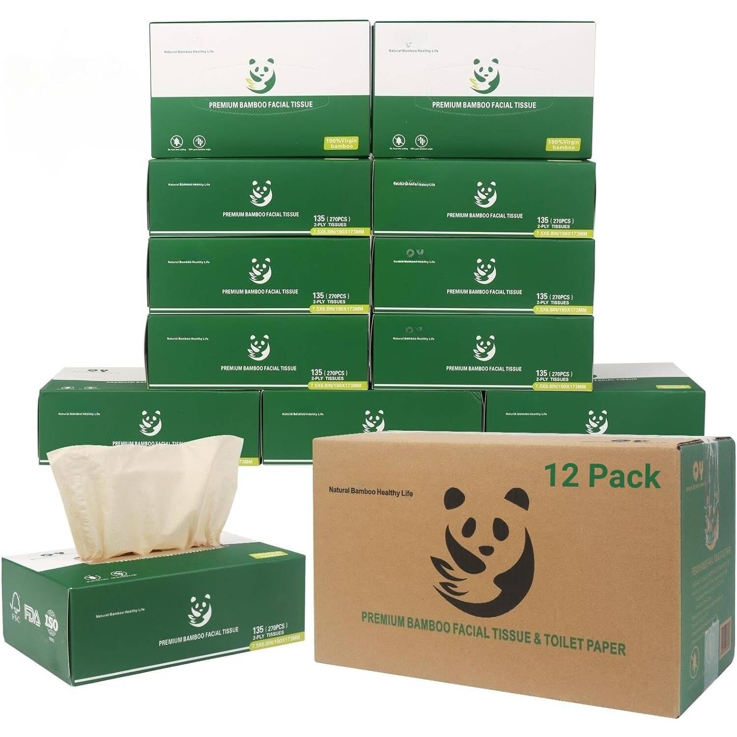 Bamboo Tissues, Bulk 12 Pack Box