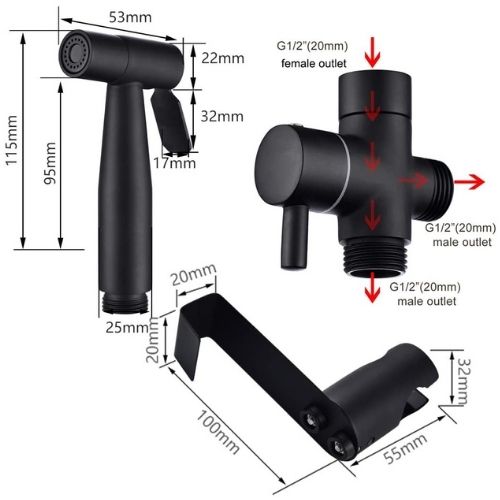 Black Hand Held Bidet Sprayer Kit: image 2
